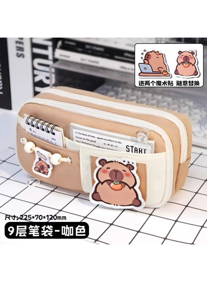 New Original Pencil Case With Large Capacity, Cute Niche Stationery Box, Multi-layer Drawstring Design, Good-looking Girl, Junior High School Student
