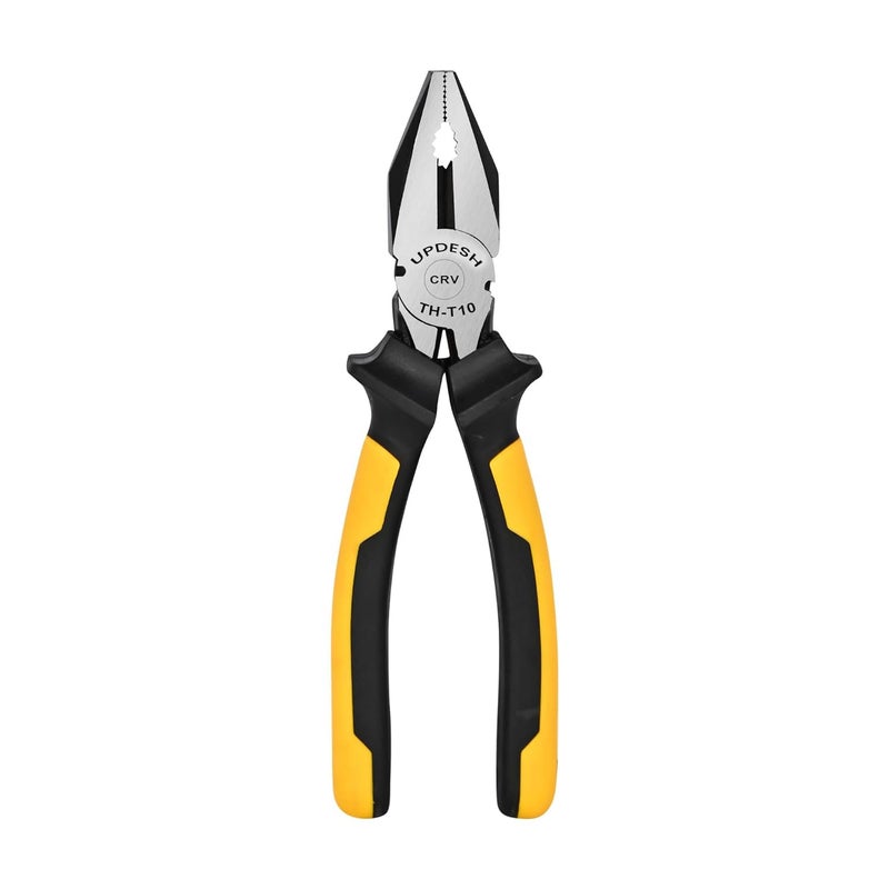 updesh 8 Sturdy Steel Combination Plier with AntiRust properties for gripping holding and cutting wires YELLOW BLACKpack2 - Image 1