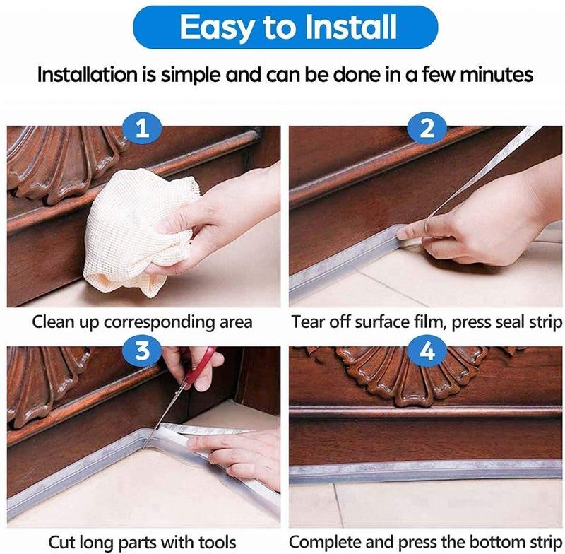 STYXON Door Weather Stripping, Silicone Seal Strip Window Seal Silicone Sealing Tape for Door Draft Stopper Adhesive Tape for Doors Windows and Shower Glass Gaps (6Ft Long X 45MM and 25MM) - Pack-2 - Image 4