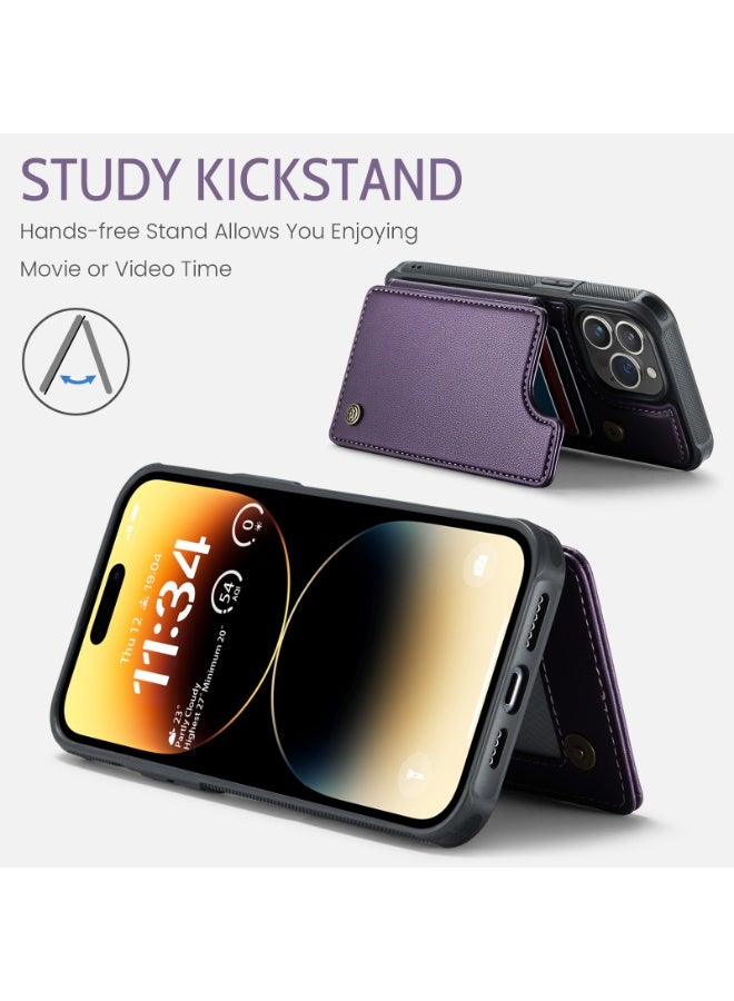 Purple Wallet Phone Case for iPhone 16 Pro Case with Card Holder, Leather Phone Cases for iPhone 16 Pro Wallet Case, Phone Wallet Case for iPhone 16 Pro Cases with Stand  - Image 4