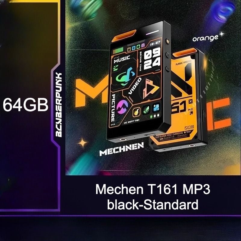 Mechen T161 Portable Bluetooth MP3 MP4 Player, HD Display Screen, 64gb, Black - Image 1
