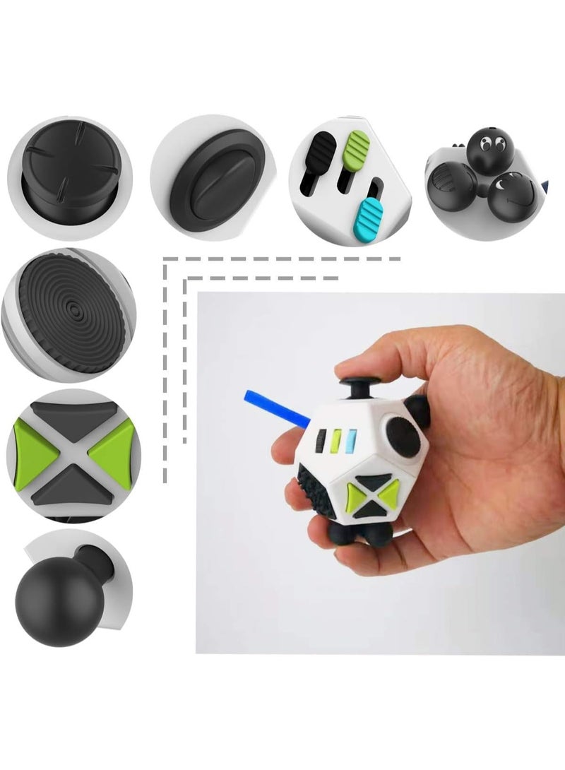 Fidget Cube, 12-Side Stress Relief Cube, Anxiety Relief Toy, Fidget Toy for Adults and Kids, Sensory Toy, Relieves Stress and Anxiety Anti Depression Focus (White) - Image 5