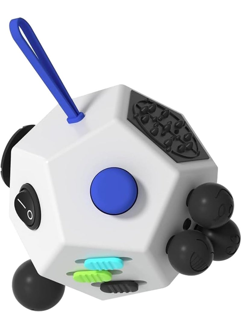 Fidget Cube, 12-Side Stress Relief Cube, Anxiety Relief Toy, Fidget Toy for Adults and Kids, Sensory Toy, Relieves Stress and Anxiety Anti Depression Focus (White) - Image 1