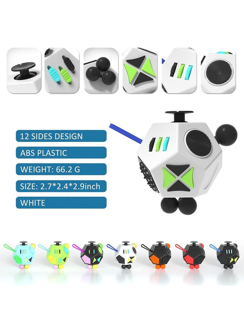 Fidget Cube, 12-Side Stress Relief Cube, Anxiety Relief Toy, Fidget Toy for Adults and Kids, Sensory Toy, Relieves Stress and Anxiety Anti Depression Focus (White) - Image 3