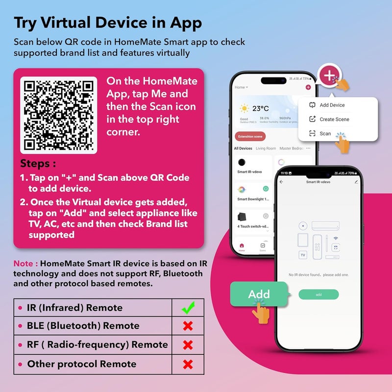 Home Mate ® Wi-Fi Smart IR Control Hub (Pack of 1) | Smart Air Conditioner Remote | Compatible With Alexa, Google Home | All In One Infrared Remote For Smart Home | Black - Image 2
