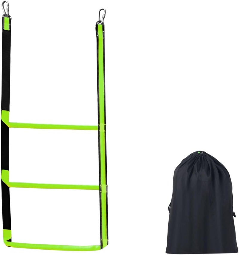 ORLANG سلم حبل القارب 3 خطوات من ، سلم حبل بحري للخدمة الشاقة، سلم حبل صعود محمول، سلم قارب للقوارب القابلة للنفخ، الكاياك، القوارب البخارية، الزوارق، يشمل حقيبة تخزين (أخضر) - Image 1