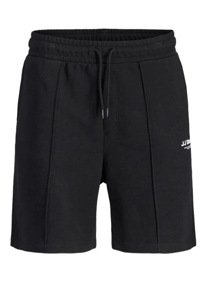 JACK & JONES Black Logo Drawstring Sweat Shorts for Men | Best Price UAE