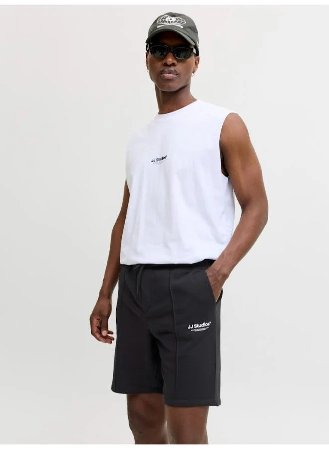 JACK & JONES Black Logo Drawstring Sweat Shorts for Men | Best Price UAE