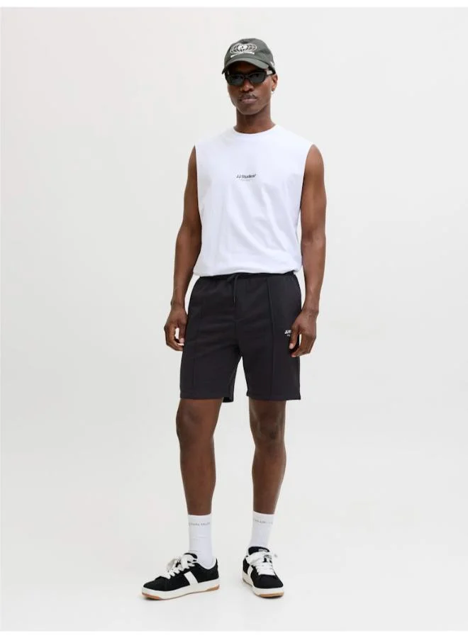 JACK & JONES Black Logo Drawstring Sweat Shorts for Men | Best Price UAE