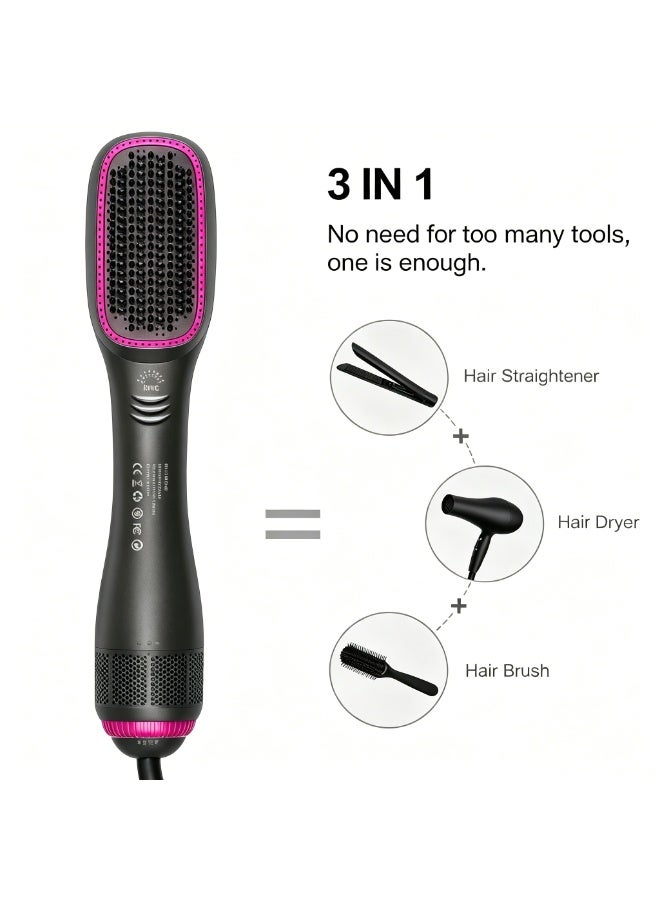 Axaron 3-in-1 Ionic Hot Air Brush: Hair Straightener, Blow Dryer & Styler | 1200W, 3 Heat/2 Speed | Ceramic Tourmaline for Curly/Thick Hair - Image 4