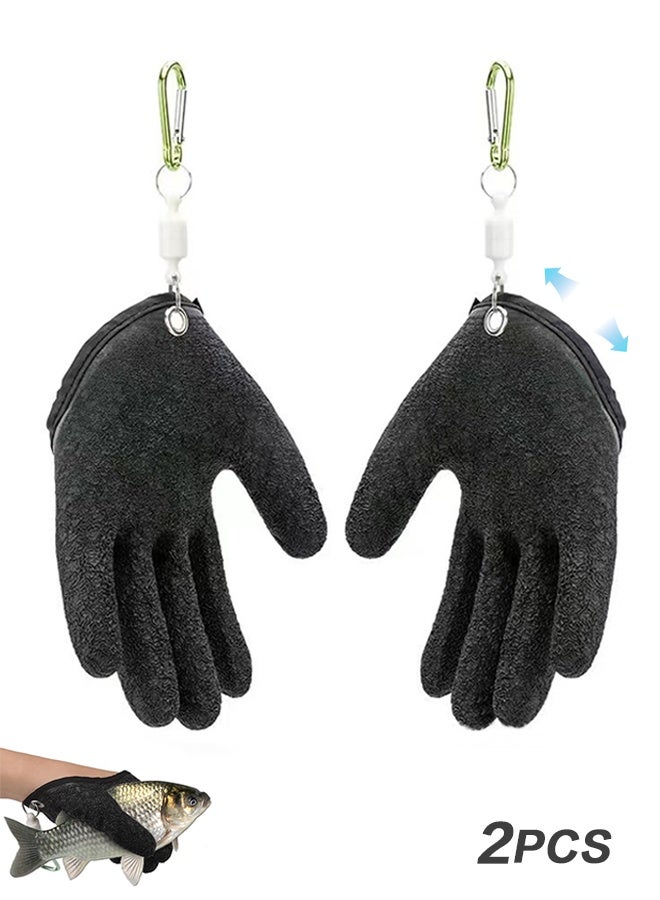 Sweet Life 2Pcs Fishing Gloves with Magnet Release - Professional Anti-Slip Catch Fish Gloves, Puncture Proof Ice Fishing Glove for Handling, Catching, Cleaning, Hunting, Fisherman Fishing Accessories - Image 1