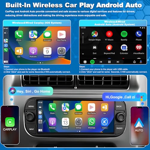 Aitrenlu 5GWifi Car Radio for Jeep Wrangler 2003 2004 2005 2006, Grand Cherokee 1999-2004, Dodge Ram 1500/2500/3500 2002-2005 Grand Caravan 2001-2007, Chrysler Car Stereo 6.8inch Wireless Carplay Android Auto - Image 3