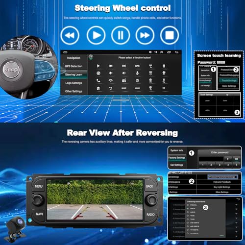 Aitrenlu 5GWifi Car Radio for Jeep Wrangler 2003 2004 2005 2006, Grand Cherokee 1999-2004, Dodge Ram 1500/2500/3500 2002-2005 Grand Caravan 2001-2007, Chrysler Car Stereo 6.8inch Wireless Carplay Android Auto - Image 5