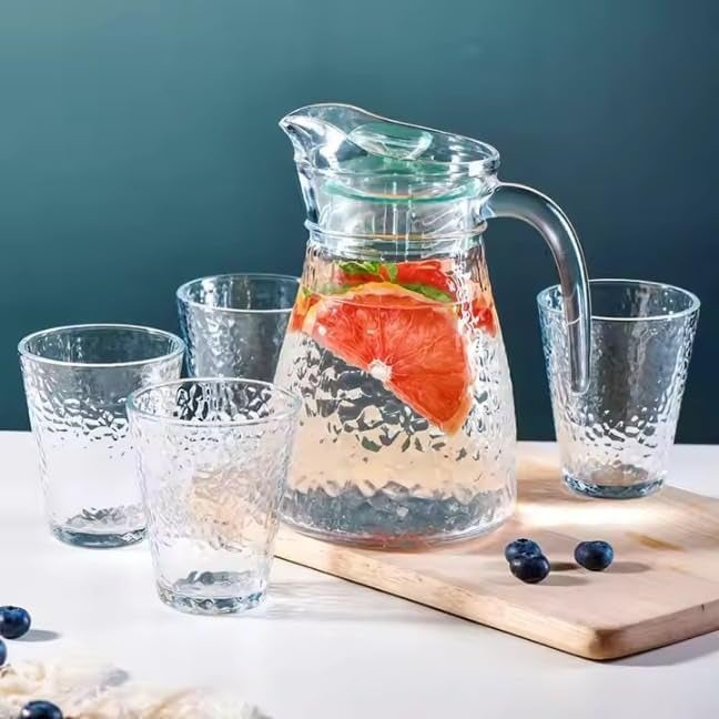 DASTAV Large Cool Glass Pitcher Set 12L Water Kettle with 4 Bubble Glass LeakProof Lid BPAFree TemperatureResistant Ideal for Lemonade Iced Tea Juice Coffee and Fruit Infused Water  - Image 1
