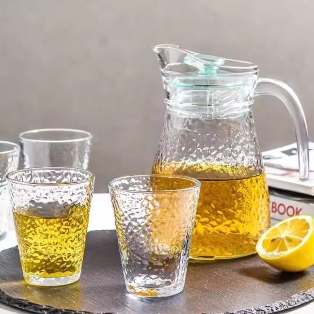 DASTAV Large Cool Glass Pitcher Set 12L Water Kettle with 4 Bubble Glass LeakProof Lid BPAFree TemperatureResistant Ideal for Lemonade Iced Tea Juice Coffee and Fruit Infused Water  - Image 4