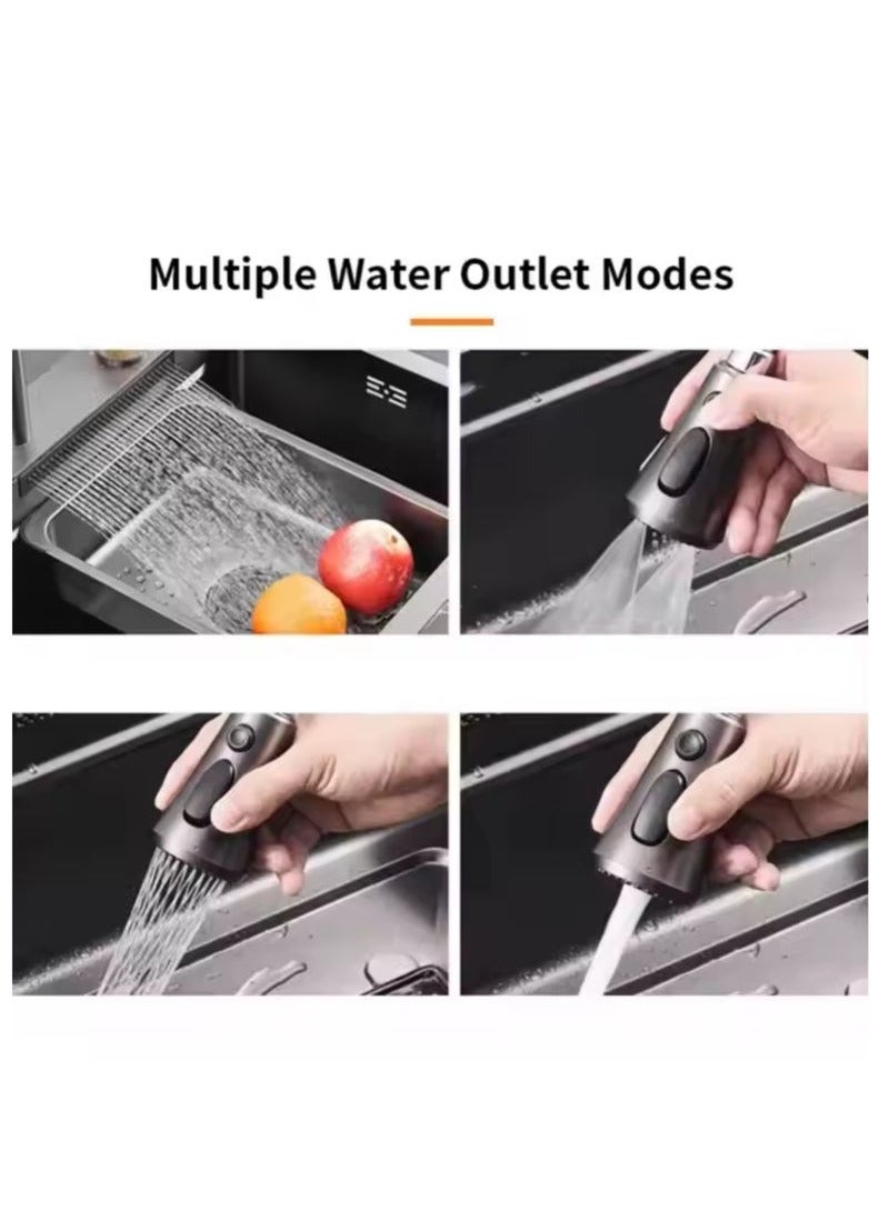 JAMS Kitchen Sink, Flying rain Waterfall Sink, 304 Stainless Steel bar Sink,Single Bowl With Cup Washer, Workstation Sink Washer Black Color - Image 3