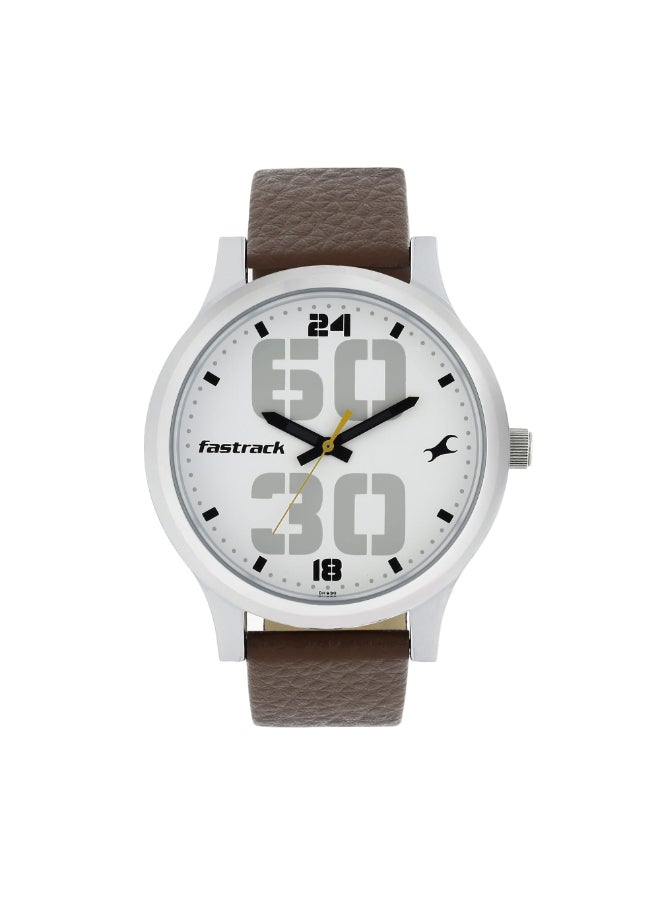 Fastrack Bold White Dial Analog Watch for Men 38051SL06 - Image 1