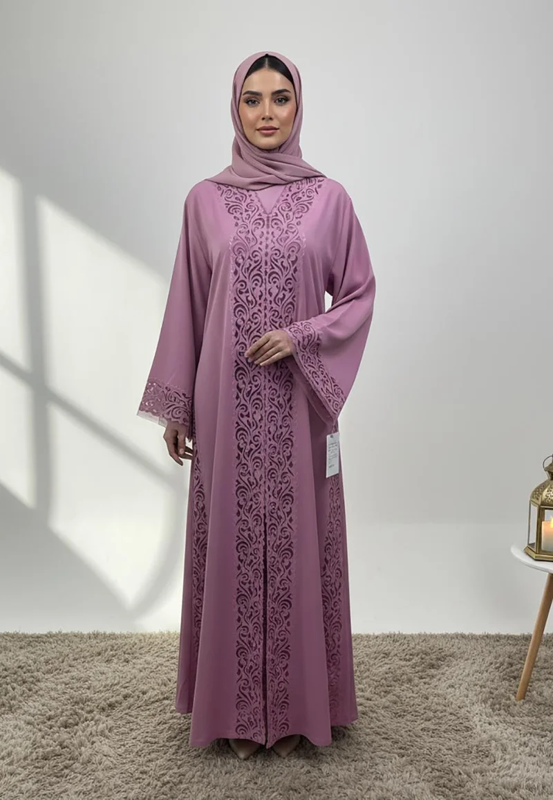 NUKHBAA  Laser Cut Nida Abaya-839 for Women | Best Price UAE
