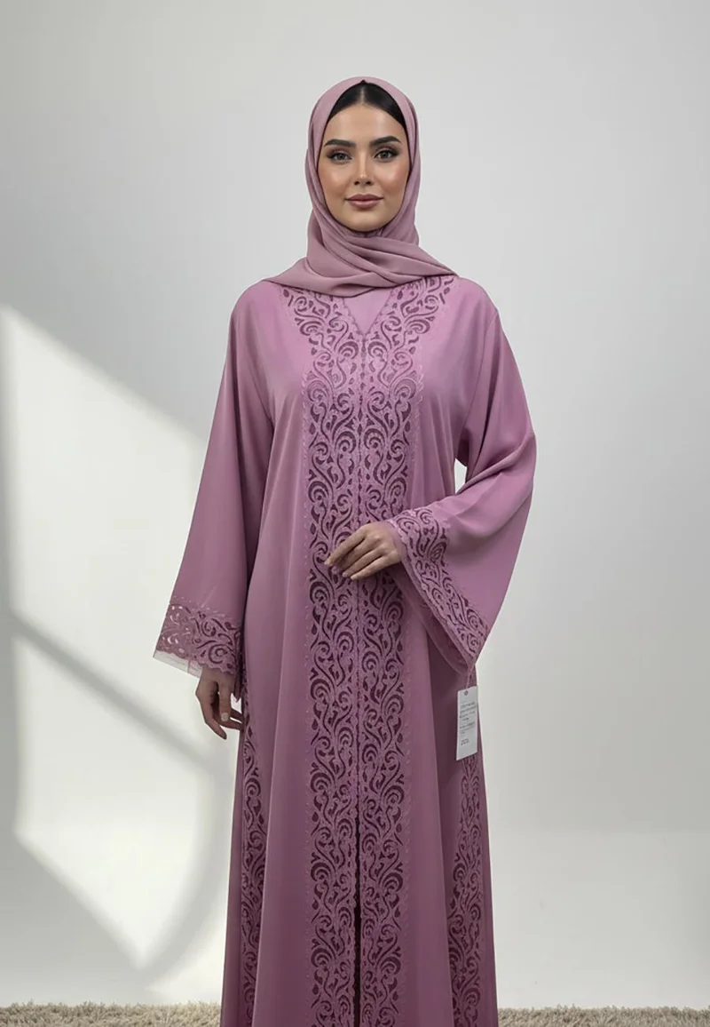 NUKHBAA  Laser Cut Nida Abaya-839 for Women | Best Price UAE