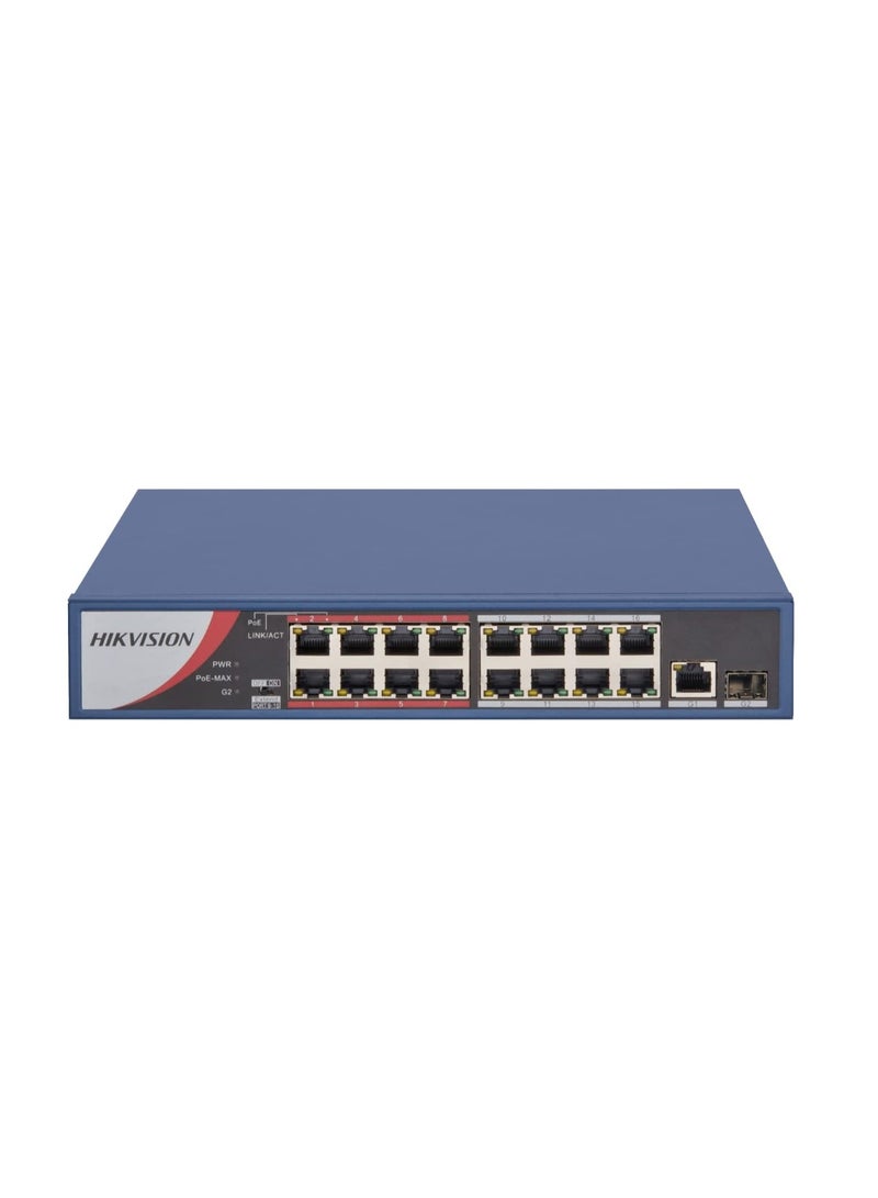HIKVISION 16 Port Fast Ethernet Unmanaged POE Switch Black - Image 2