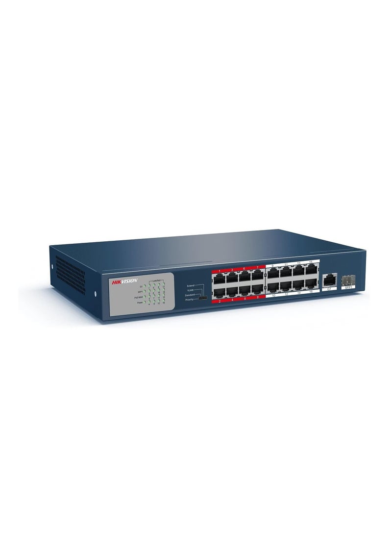 HIKVISION 16 Port Fast Ethernet Unmanaged POE Switch Black - Image 1
