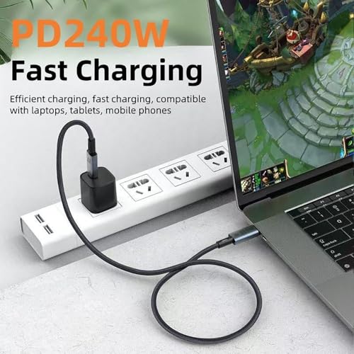 ETZIN 0.5M كابل USB C Thunderbolt 5، عرض نطاق ترددي 80Gbps، تاريخ 80Gbps، 0.5 متر عرض فيديو 8K 4K متزامن، شحن سريع 240W، متوافق تمامًا مع Thunderbolt 4/3، نوع USB-C، USB4 EPL-1477CC - Image 4