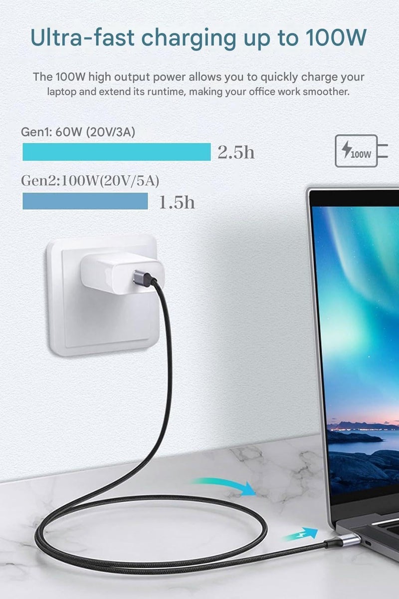 ETZIN 0.5M كابل USB C Thunderbolt 5، عرض نطاق ترددي 80Gbps، تاريخ 80Gbps، 0.5 متر عرض فيديو 8K 4K متزامن، شحن سريع 240W، متوافق تمامًا مع Thunderbolt 4/3، نوع USB-C، USB4 EPL-1477CC - Image 3
