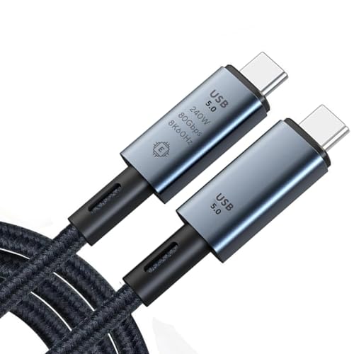 ETZIN 0.5M كابل USB C Thunderbolt 5، عرض نطاق ترددي 80Gbps، تاريخ 80Gbps، 0.5 متر عرض فيديو 8K 4K متزامن، شحن سريع 240W، متوافق تمامًا مع Thunderbolt 4/3، نوع USB-C، USB4 EPL-1477CC - Image 5