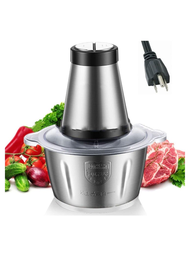 Food Processor  2L Meat Grinder Chopper for for Meat, Vegetables, Fruits and Nuts,4 Bi-Level Blades, Stainless Steel - Image 1