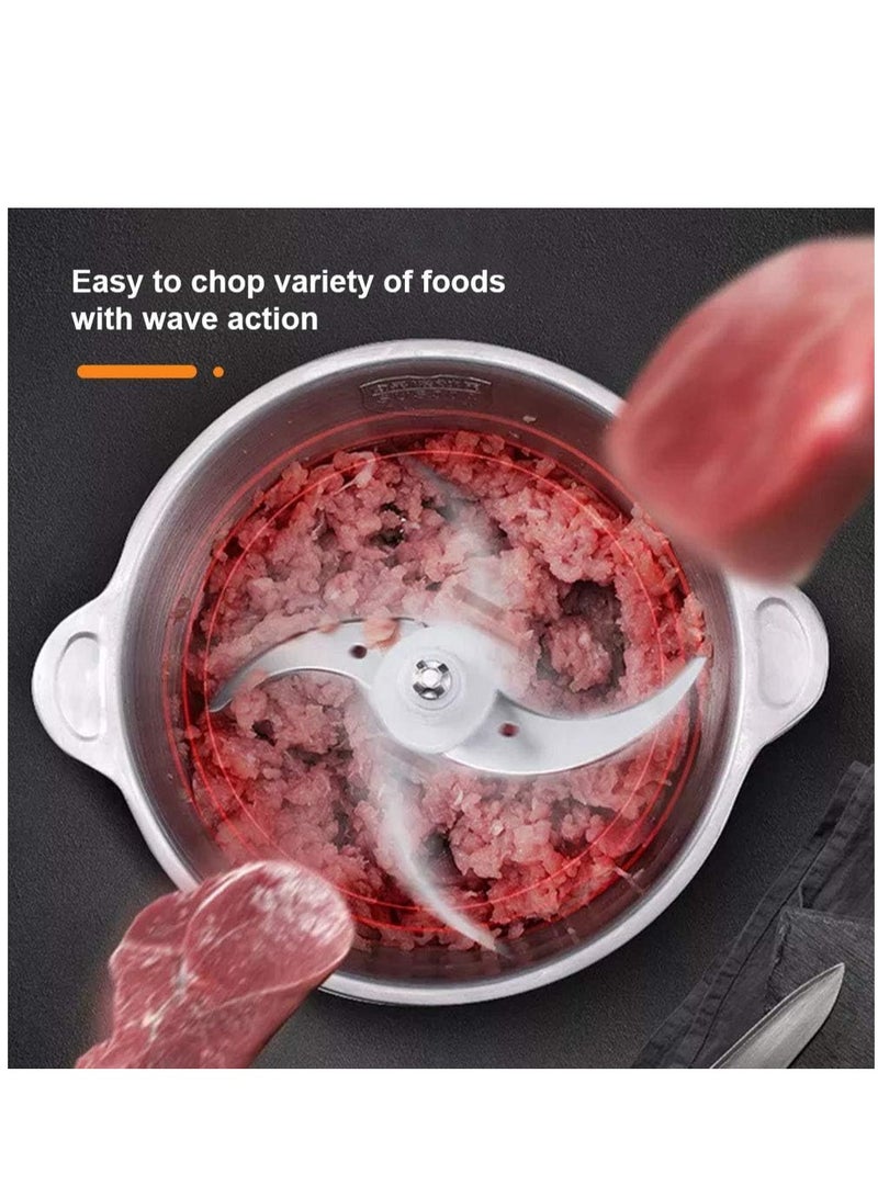 Food Processor  2L Meat Grinder Chopper for for Meat, Vegetables, Fruits and Nuts,4 Bi-Level Blades, Stainless Steel - Image 2