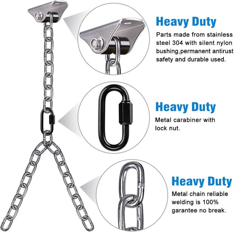 BeneLabel Besthouse Set of 2 Heavy Duty Porch Swing Hanging Chain Kit, Hammock Chair Hardware for Indoor Outdoor Playground Hanging Chair Hammock Chair Punching Bags, 4 Screws for Wooden, 450KG Capacity, 2.05M - Image 5