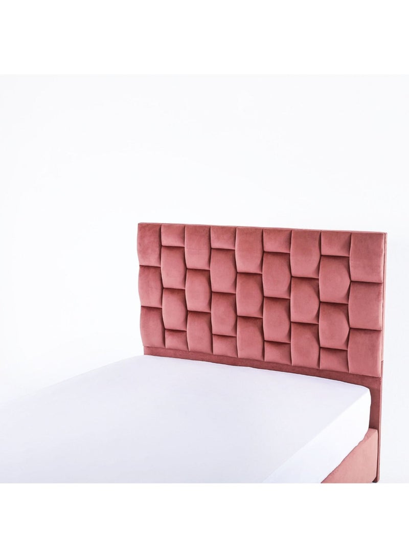 Karnak Estorn Upholstered Velvet Bed Frame Bedroom Furniture Strong And Sturdy Modern Design Wooden Bed | Quiet & Comfortable Bed (EU - Double 140x200cm, Pink) - Image 5