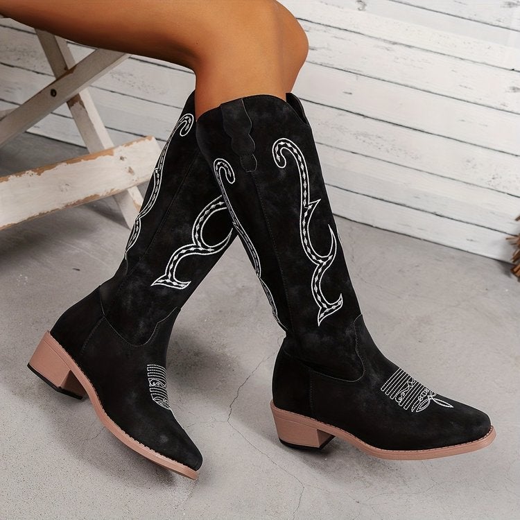 Plus Size High-Heeled But Knee-High Fashion Boots Style Round Head Boots - Image 5