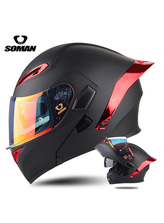 Soman Adult Open-Face Helmet Electroplated Revo Red for Cycling Sports