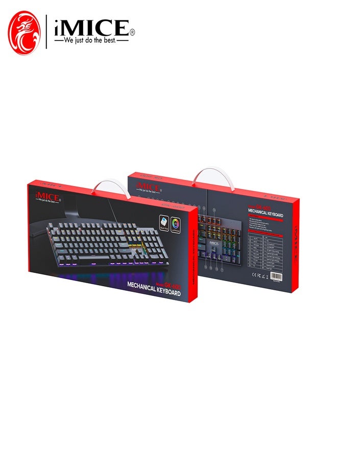 iMice RGB Mechanical Gaming Multi Keyboard –104-Key Compact Design with 6-Color LED Backlight, 28 Custom Lighting Modes & 12 Multimedia Hotkeys for Ultimate Performance - Image 3