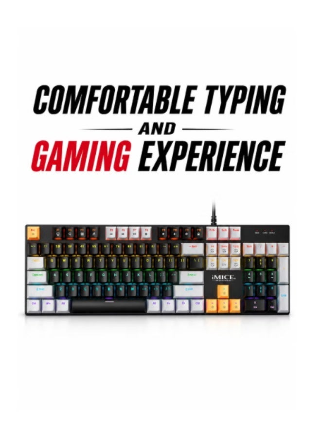 iMice RGB Mechanical Gaming Multi Keyboard –104-Key Compact Design with 6-Color LED Backlight, 28 Custom Lighting Modes & 12 Multimedia Hotkeys for Ultimate Performance - Image 4