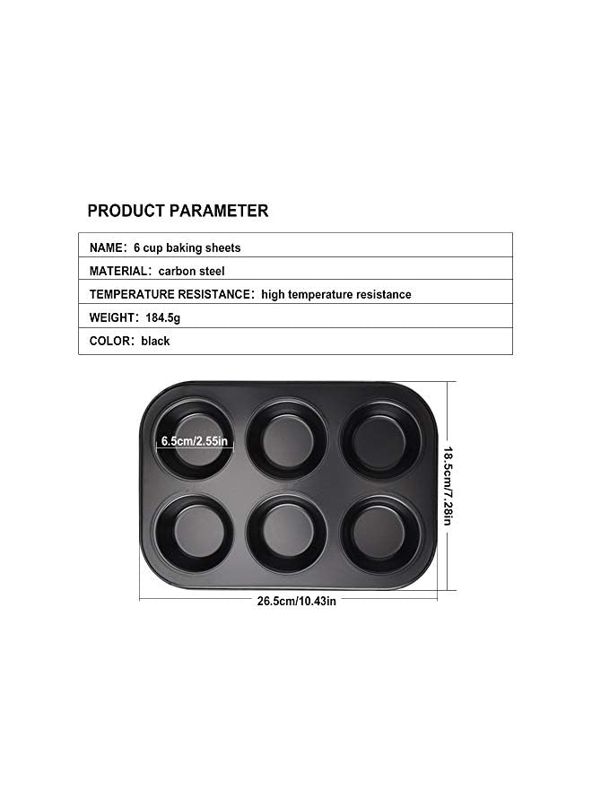 PROMASS PCS, 6 Cups Cupcake Tray + Loaf Pans, Nonstick Brownie Cake Pan, Carbon Steel Bakeware for Oven Baking Muffin Tray Tool Mold - Image 4
