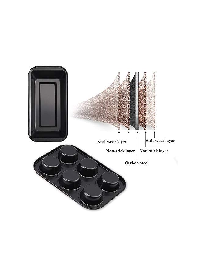 PROMASS PCS, 6 Cups Cupcake Tray + Loaf Pans, Nonstick Brownie Cake Pan, Carbon Steel Bakeware for Oven Baking Muffin Tray Tool Mold - Image 5