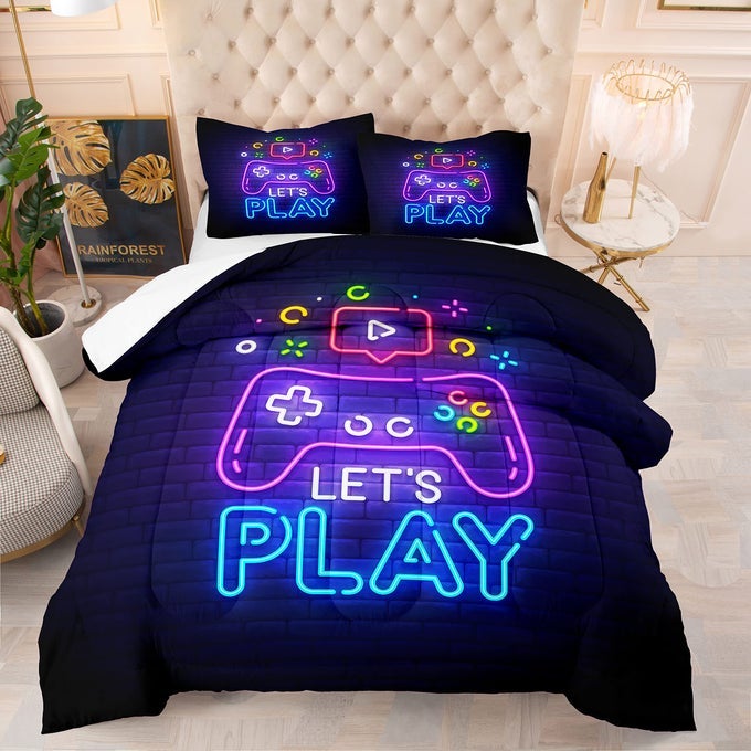 GAMING BEDDING SETS FOR BOYSFULL SIZE COMFORTER SETS FOR BOYSTEEN BOY BEDDINGVIDEO GAME BED SET WITH 1 COMFORTER 2 PILLOWCASES