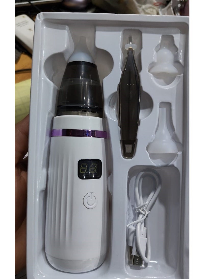 Electric earwax suction device featuring 5 suction levels, LED lighting, and soft, reusable silicone tips; rechargeable via USB. - Image 3