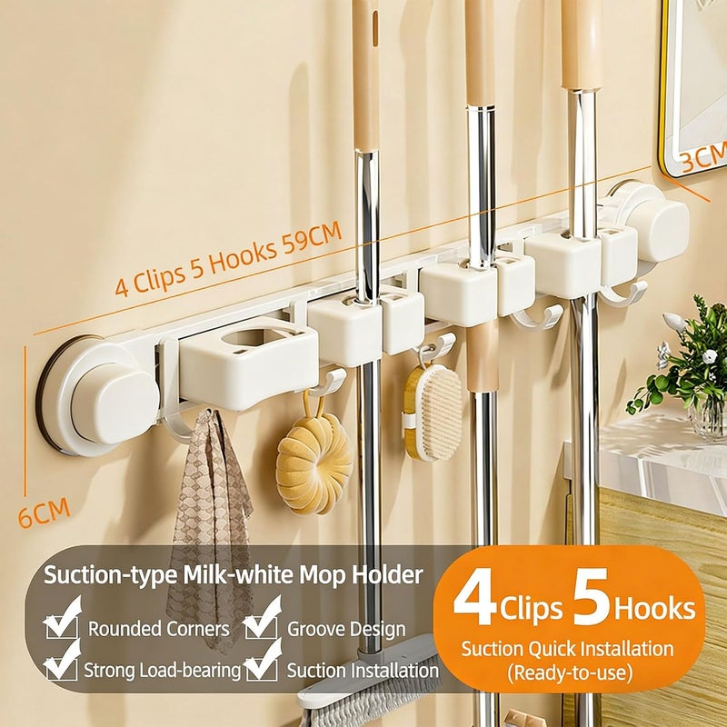 ordinarYone Strong And Enduring Aluminum Wall Mounted Broom Holder For Bathroom Kitchen Garage Without Holes Needed - Image 5