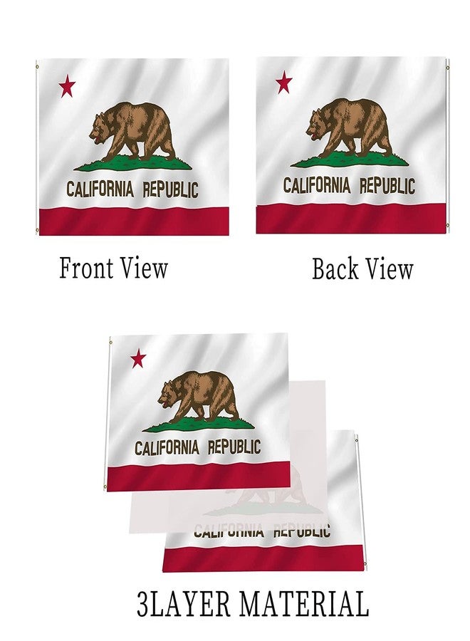 ARSOF California Republic State Flag Double Sided 3x5 Outdoor Heavy Duty 3 Ply Cali Bear Flags with Durable Canvas Header and 2 Brass Grommets Vivid Colors CA Flags - Image 3