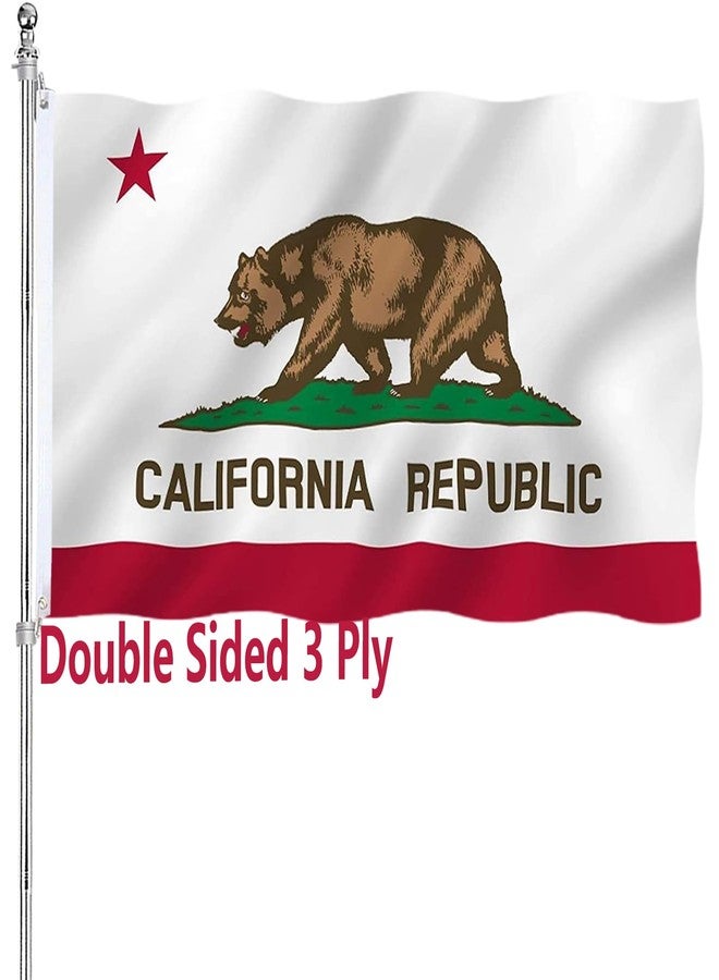 ARSOF California Republic State Flag Double Sided 3x5 Outdoor Heavy Duty 3 Ply Cali Bear Flags with Durable Canvas Header and 2 Brass Grommets Vivid Colors CA Flags - Image 1