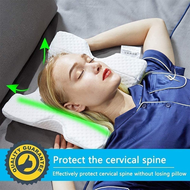 RHYDON Pressure Free Memory Foam Pillow Couple Pillow Slow Rebound NeckShoulderHeadArmBack Support Bed Sleeping Pillow Arms Protector Pillow for Unisex Sleeping PortableWhite - Image 5