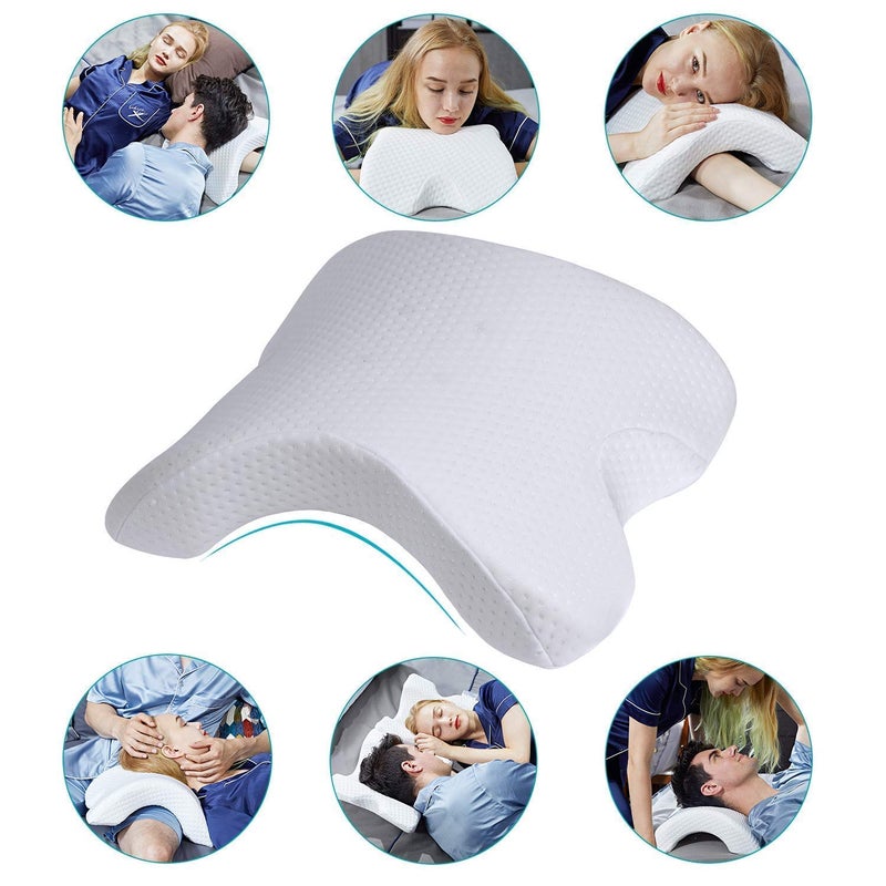 RHYDON Pressure Free Memory Foam Pillow Couple Pillow Slow Rebound NeckShoulderHeadArmBack Support Bed Sleeping Pillow Arms Protector Pillow for Unisex Sleeping PortableWhite - Image 3