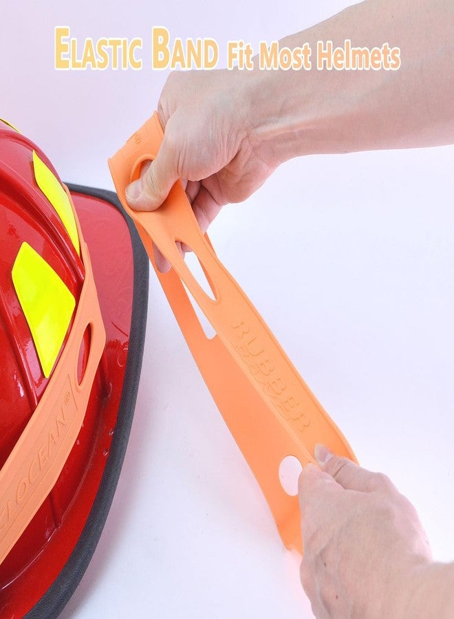 Clocean 2 Pack Firefighter Helmet Straps, Thickened Rubber Firefighter Helmet Band to Hold Flashlight and Firefighting Accessories, Durable and Elastic to Fit for Most Fire Helmets or Hard Hats, Orange - Image 3
