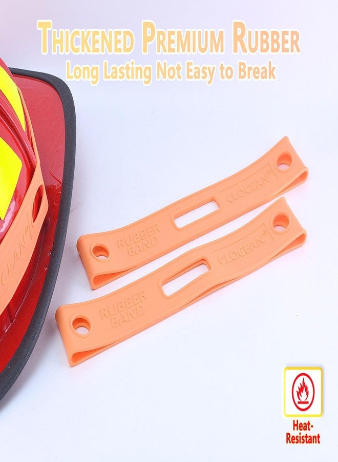 Clocean 2 Pack Firefighter Helmet Straps, Thickened Rubber Firefighter Helmet Band to Hold Flashlight and Firefighting Accessories, Durable and Elastic to Fit for Most Fire Helmets or Hard Hats, Orange - Image 2