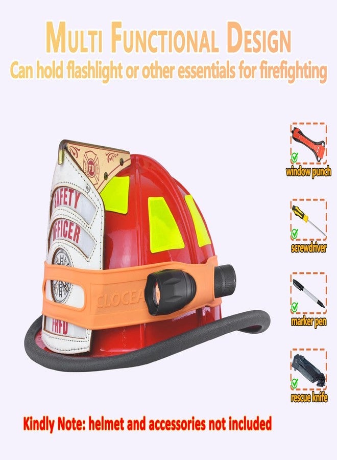 Clocean 2 Pack Firefighter Helmet Straps, Thickened Rubber Firefighter Helmet Band to Hold Flashlight and Firefighting Accessories, Durable and Elastic to Fit for Most Fire Helmets or Hard Hats, Orange - Image 4