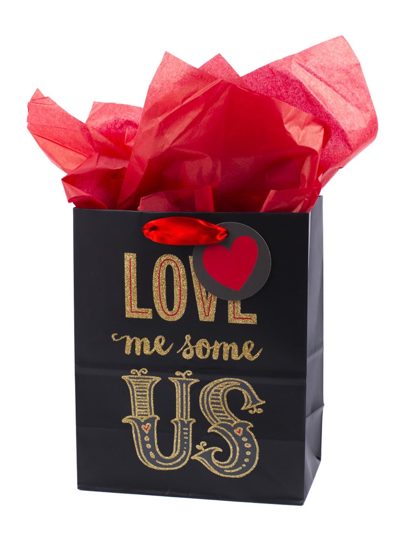 Hallmark Mahogany 9" Medium Gift Bag with Tissue Paper (Love Me Some Us) for Anniversary, Valentines Day and More - Image 1