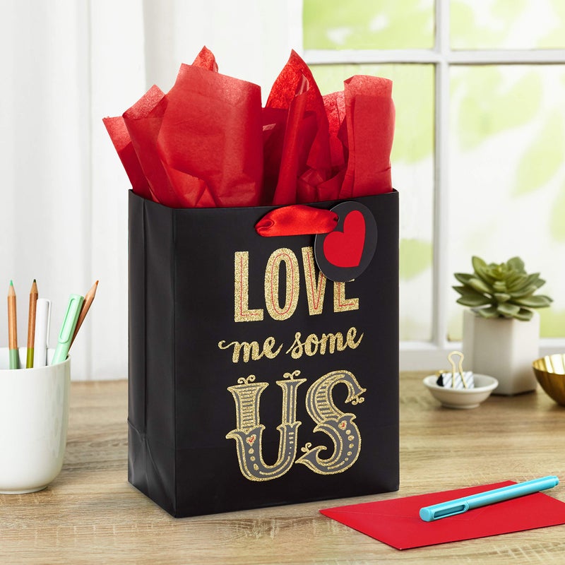 Hallmark Mahogany 9" Medium Gift Bag with Tissue Paper (Love Me Some Us) for Anniversary, Valentines Day and More - Image 2